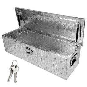 39 inch Truck Bed Tool Box Aluminum Heavy Duty Trailer Tool Box for Pickup Truck Bed RV Toolbox with Handle and Lock - Silver W2788P190929