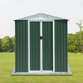 6FTx4FT Apex Roof Green Outdoor Tool Storage House Garden Shed with Aluminum Alloy Frame and Sliding Door W2794P192857