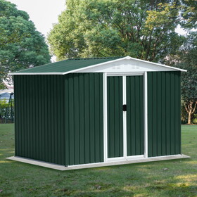 8x6 Feet Outdoor Storage Garden Shed Apex Roof Green with Aluminum alloy frame and sliding door W2794S00002