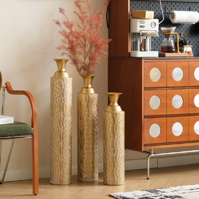 Metal decorative vases High distress metal center vases with growing vine patterns, set of 3 vases for home decoration 34", 29", 25"H, gold W2796P192834