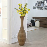 39-inch Tall Artificial Rattan Floor Vase in Elegant Beige - Statement Piece for Living Room Decor, Entryway, or Hallway - Versatile Home Accent for Dried or Silk Floral Arrangements W2796P193944