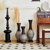 Desktop Vase, Brown Decorative Floor Vase, Classic and Neat Floor Vase, High Independent Flower Stand, Artificial Vine Vase, PVC Floor Vase, Home Decoration Flower Stand Set of 3 pieces W2796P261479
