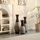 Desktop Vase, Brown Decorative Floor Vase, Classic and Neat Floor Vase, High Independent Flower Stand, Artificial Vine Vase, PVC Floor Vase, Home Decoration Flower Stand Set of 3 pieces W2796P261483