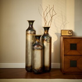 Floor metal vase modern style decoration home droplet shaped white metal vase 3-piece set gorgeous home decoration large glazed metal vase W2796P290476