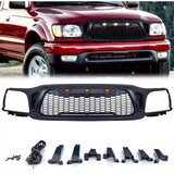 Front Grille fits for Tacoma 2001 2002 2003 2004 with Amber LED Accent Lights Matte Black W2801P220426