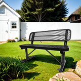 4 ft. Outdoor Steel Bench with Backrest in Black W2815S00007