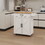 Kitchen island rolling trolley cart with Adjustable Shelves & towel rack & seasoning rack rubber wood table top-White W282108546