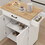 Kitchen island rolling trolley cart with Adjustable Shelves & towel rack & seasoning rack rubber wood table top-White W282108546