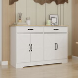 47.95" Farmhouse Buffet Cabinet Storage Sideboard with 2 Drawers and 4 Doors for Dining Living Room Kitchen Cupboard-White W282138086