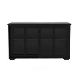 Kitchen Storage Stand Cupboard with Glass Door-Black W28215277