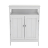 Bathroom standing storage with double shutter doors cabinet-White W28215278