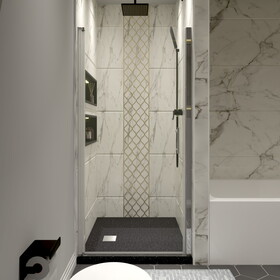 Shower Doors, White+Walnut W2821P195515