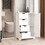 White freestanding floor storage cabinet with adjustable shelves, 4 drawers and 1 door W28222278