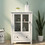 Buffet storage cabinet with single glass doors and unique bell handle W28227727