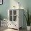 Buffet storage cabinet with single glass doors and unique bell handle W28227727