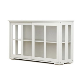 Kitchen Storage Stand Cupboard with Glass Door-White W28235613