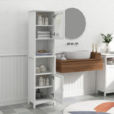 Narrow Tall Slim Floor Cabinet with 2 Glass Doors and Adjustable Shelves W28236797