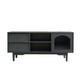 Living Room Grey Color TV Cabinet with Drawers and Open Shelf, One Cabinet Storage Space with Glass Door W28238029