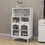 Living room White wine cabinet with removable wine rack and wine glass rack, a glass door cabinet W28265029