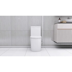 Upflush Toilet for Basement, 600W Macerating Toilet System with Powerful Dual Flush, Elongated 17.25 ADA Comfort, Soft-Close Seat, 3 Water Inlets Connect to Sink, Shower, White W2826P192011