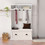 Entryway hall tree with coat rack 4 hooks and storage bench shoe cabinet white W282S00054