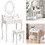 Vanity Table Set with 4 Drawer, Makeup Dressing Table w/Cushioned Stool, Girls Women Bedroom Furniture Set Oval Mirror W2837P197800