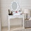 Makeup Vanity Desk and Stool Set, Vanity Mirror with Lights and Table Set, Small Vanity Table for Bedroom (White) W2837P197835