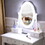 Makeup Vanity Desk and Stool Set, Vanity Mirror with Lights and Table Set, Small Vanity Table for Bedroom (White) W2837P197835