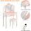 Kids Vanity Table and Chair Set, Girls Vanity Set with Stool, Tri-Folding Mirror, Makeup Dressing Princess Table with Drawer for Little Girls W2837P197836