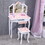 Kids Vanity Table and Chair Set, Girls Vanity Set with Stool, Tri-Folding Mirror, Makeup Dressing Princess Table with Drawer for Little Girls W2837P197836