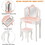 Kids Vanity Table and Chair Set, Girls Vanity Set with Stool, Tri-Folding Mirror, Makeup Dressing Princess Table with Drawer for Little Girls W2837P197836