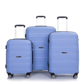 Hardshell Suitcase Spinner Wheels PP Luggage Sets Lightweight Durable Suitcase with TSA Lock,3-Piece Set (20/24/28),Purplish Blue W284112500