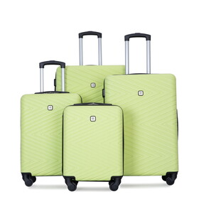 4-piece ABS lightweight suitcase with rotating wheels, 24 inch and 28 inch with TSA lock, (16/20/24/28) FLUORESCENT GREEN W284P149249
