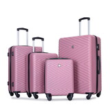 4-piece ABS lightweight suitcase with rotating wheels, 24 inch and 28 inch with TSA lock, (16/20/24/28) PINK W284P149251