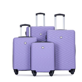4-piece ABS lightweight suitcase with rotating wheels, 24 inch and 28 inch with TSA lock, (16/20/24/28) LIGHT PURPLE W284P149253