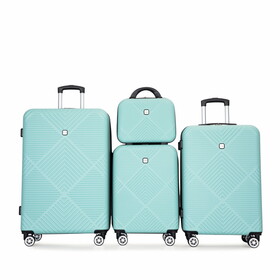4-piece ABS lightweight suitcase, 14 inch makeup box, aircraft wheels (14/20/24/28) LIGHT BLUE W284P149255