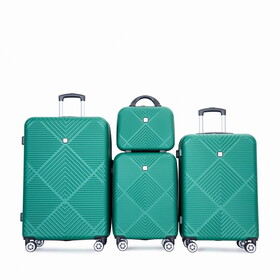 4-piece ABS lightweight suitcase, 14 inch makeup box, aircraft wheels (14/20/24/28) DARK GREEN W284P149256