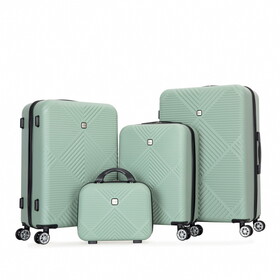 4-piece ABS lightweight suitcase, 14 inch makeup box, aircraft wheels (14/20/24/28) OLIVE GREEN W284P149259