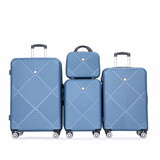4-piece ABS lightweight suitcase, 14 inch makeup box, aircraft wheels (14/20/24/28) BLUE W284P149260