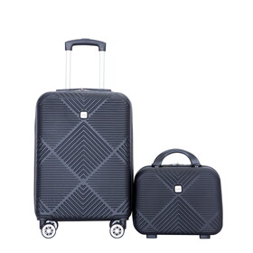 2Piece Luggage Sets ABS Lightweight Suitcase, Spinner Wheels, (20/14) BLACK W284P149261