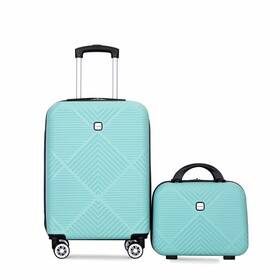 3 Piece Luggage Sets ABS Lightweight Suitcase with Two Hooks, Spinner Wheels, TSA Lock, (20/24/28) LIGHT BLUE W284P149262