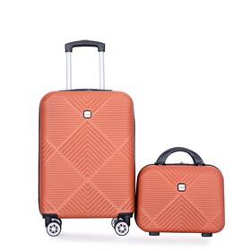 2Piece Luggage Sets ABS Lightweight Suitcase, Spinner Wheels, (20/14) DARK ORANGE W284P149264