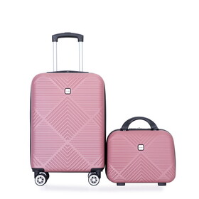 2Piece Luggage Sets ABS Lightweight Suitcase, Spinner Wheels, (20/14)PINK W284P149265