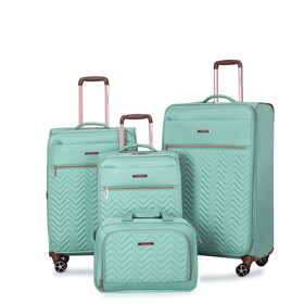 4-Piece Set (16/20/24/28),Softshell Suitcase Spinner Wheels Terylene Luggage Sets Carry on Suitcase Luggage Lightweight Durable Suitcase Green