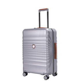 24" Luggage Lightweight Suitcase TSA Lock USB port Luggage Wheel lock Artificial leather Top handle Spinner Wheels SILVER W284P178342
