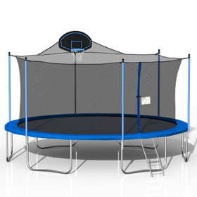 16FT Trampoline for Adults & Kids with Basketball Hoop, Outdoor Trampolines w/Ladder and Safety Enclosure Net for Kids and Adults W285S00011