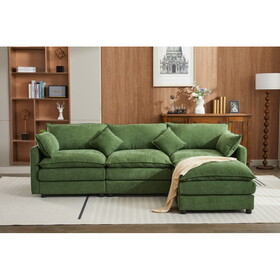 Modular Sectional Sofa, 3-Seater Sofa with Ottoman, Modern L-Shaped Sofa for Living Room Bedroom Apartment W2915S00003