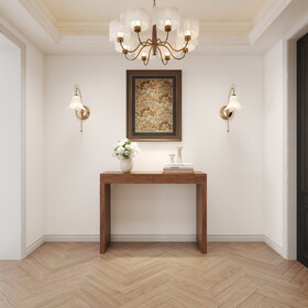 Elegant Dark Wood Grain Bar Table-50 inches Long, a Practical Choice for Modern Homes.Dark Wood Grain Texture Sticker,Equipped with Two Drawers.Serving as a Bar Table or a Desk