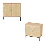 Set of 2 Rolland a Console Table Side Table with 2 Rattan Door W29542626