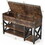 Rattan Shoe Bench, Entryway Bench with Shoe Storage Wooden Shoe Rack Bench with Cushion Seat & Adjustable Shelves W295P143672